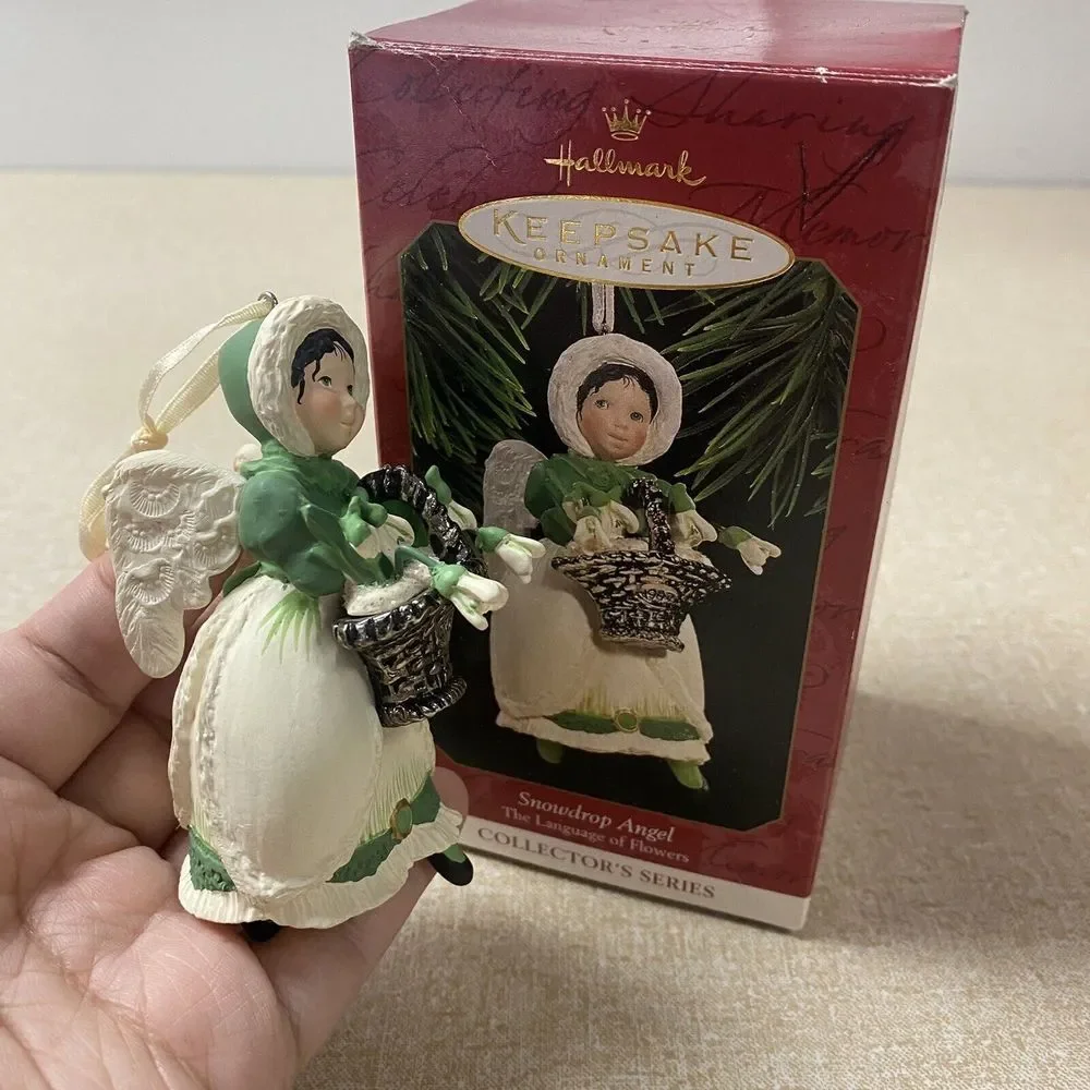 Hallmark Keepsake Ornament Snowdrop Angel Holding Basket The Language of Flowers